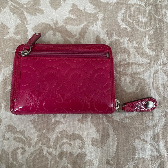 Coach Pink Patent Leather Accordion Zip Wallet - Picture 3 of 8